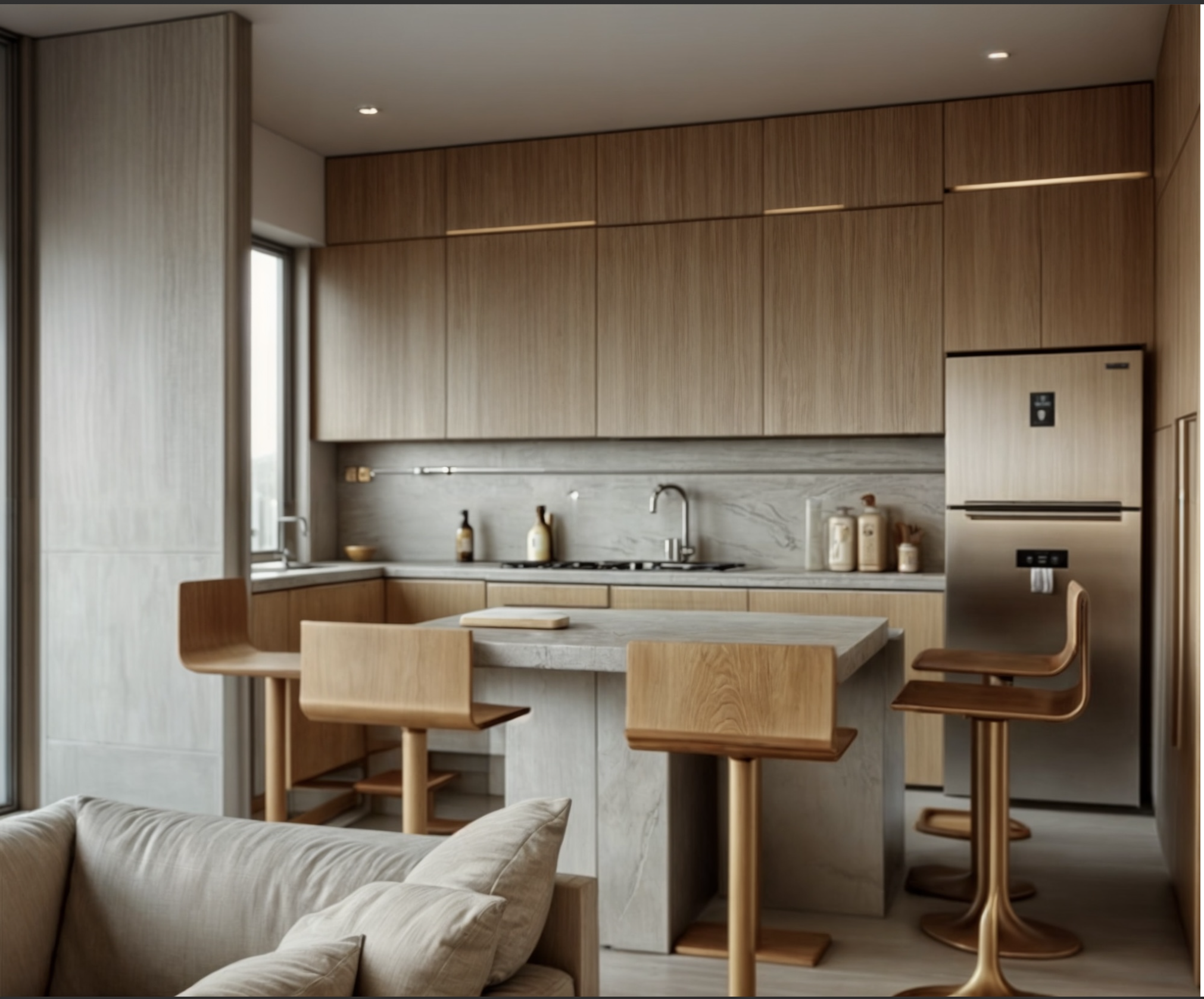 Cocina con muebles de madera del Modelo PH Suite